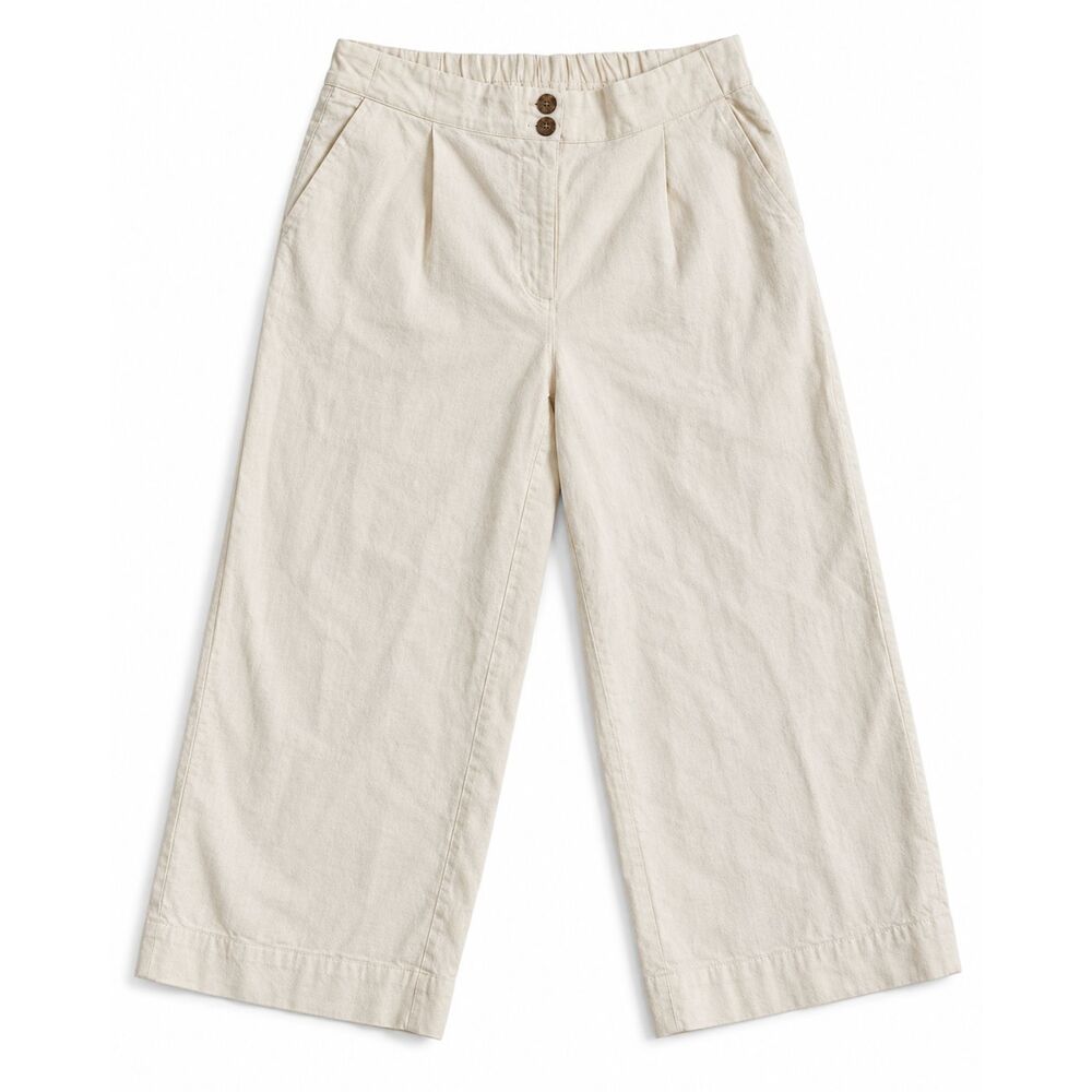 Zara Ivory Linen Cotton Wide Leg Pants Size L - Picture 2 of 8